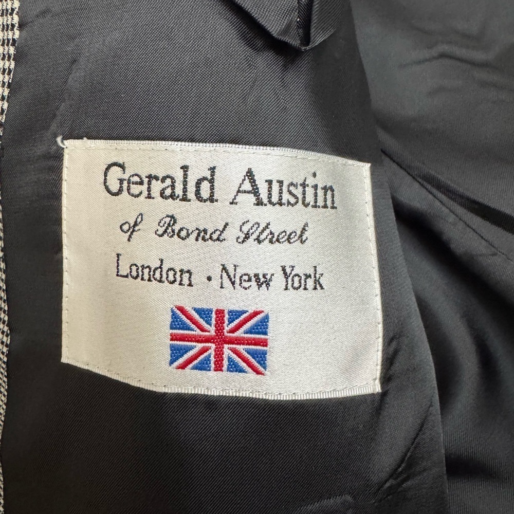 Gerald Austin Blazer L48 Houndstooth black and white designer formal Patterned - Picture 3 of 5
